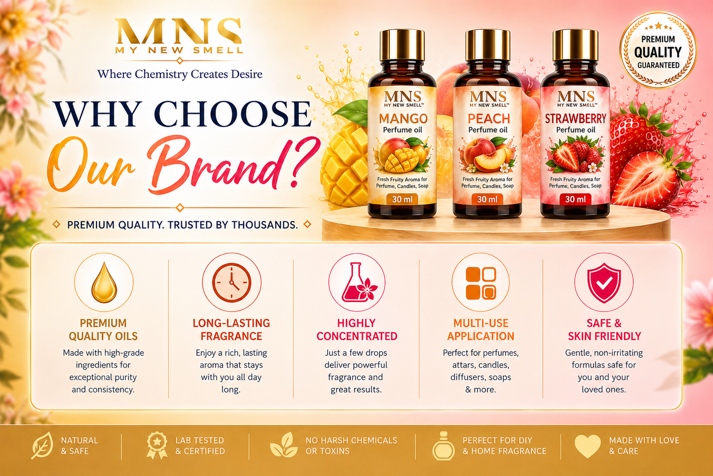 MANGO PEACH STRAWBERRY PERFUME OIL 30 ML EACH