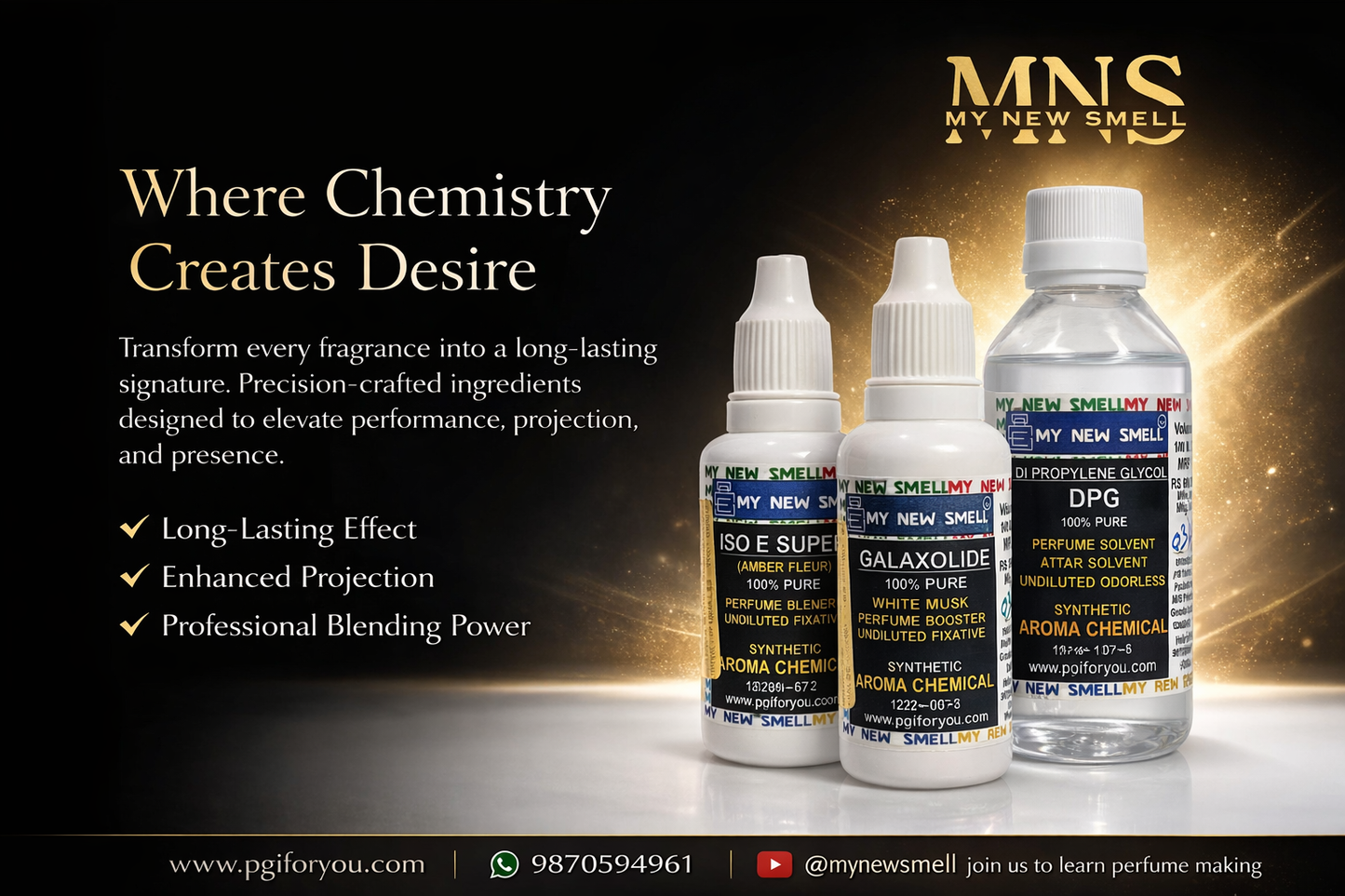 MNS GALAXOLIDE (30 ML) DPG (100 ML) ISO E SUPER (30 ML) – SET OF 3 FIXATIVES FOR PERFUME BOOSTER SOLVENT BLENDER