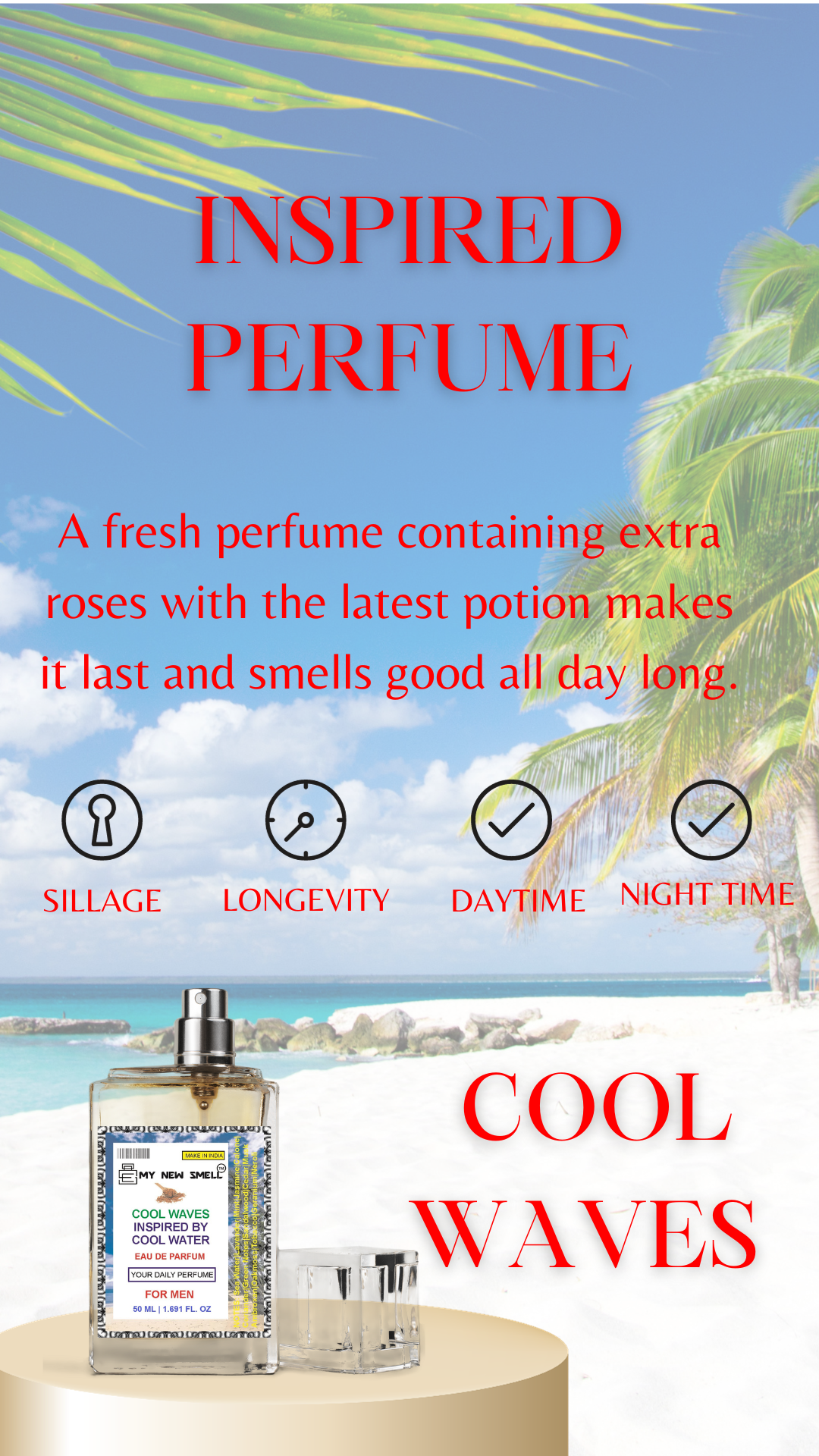 My New Smell COOL WAVES perfume for Men | Inspired by C. WATER | Long Lasting Fragrance | EDP