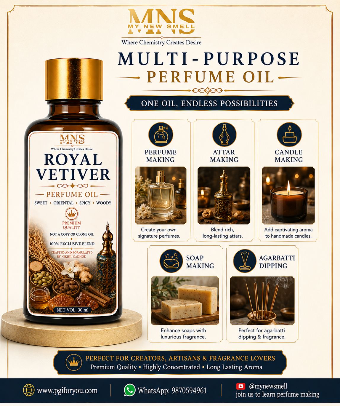 ROYAL VETIVER PERFUME OIL FOR MEN