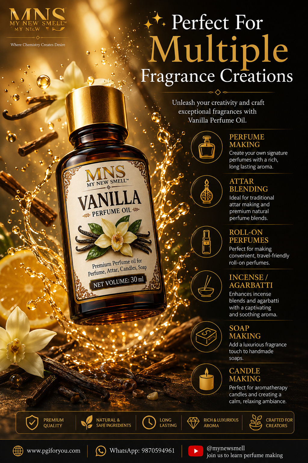VANILLA FRAGRANCE OIL VANILLA SWEET CLEAN POWDERY