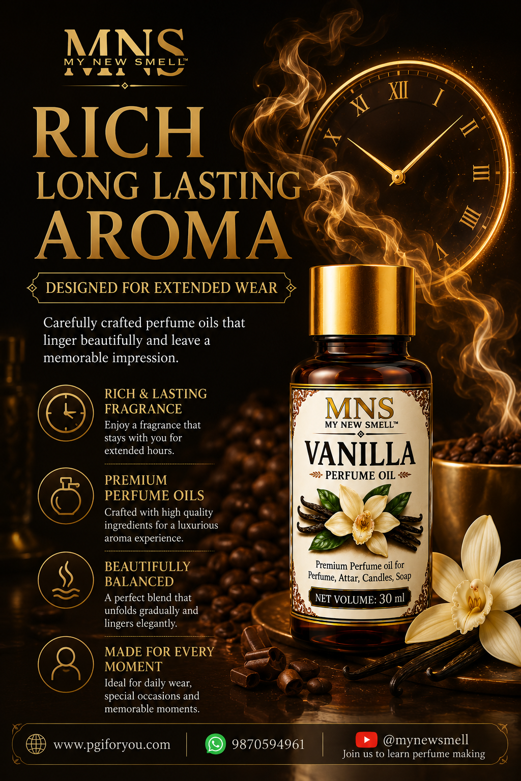 VANILLA COFFEE CHOCOLATE PERFUME OIL COMBO 30 ML EACH