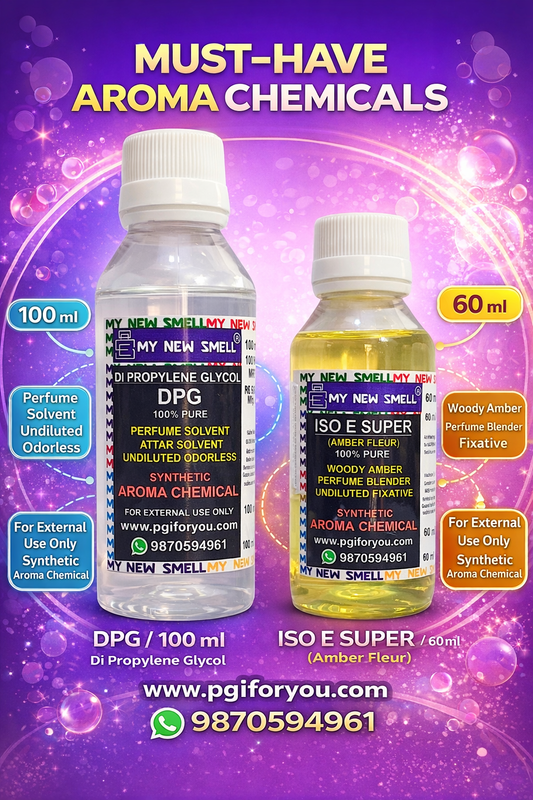 DPG (DI PROPYLENE GLYCOL) 100 ml + ISO E SUPER (AMBER FLEUR) 60 ml Perfume Fixative Booster Enhancer with HOW TO USE MANUAL Perfume Grade