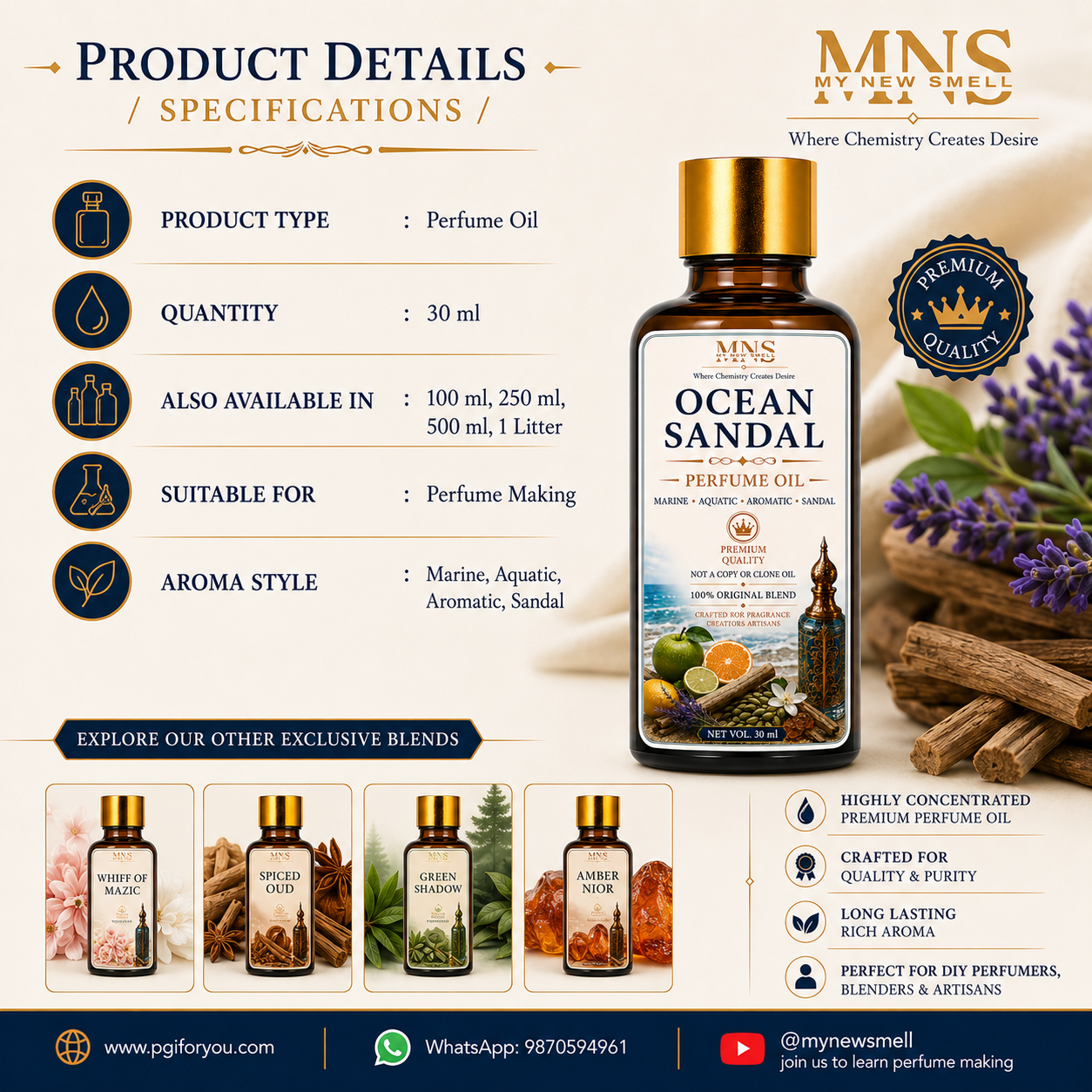 OCEAN SANDAL PERFUME OIL FOR MEN