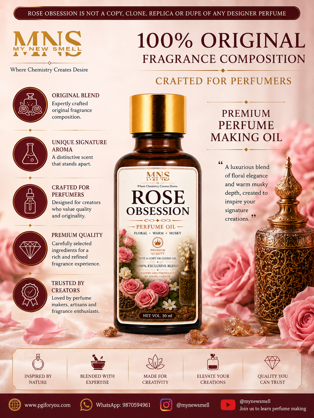 ROSE OBSESSION PERFUME OIL FOR WOMEN’S