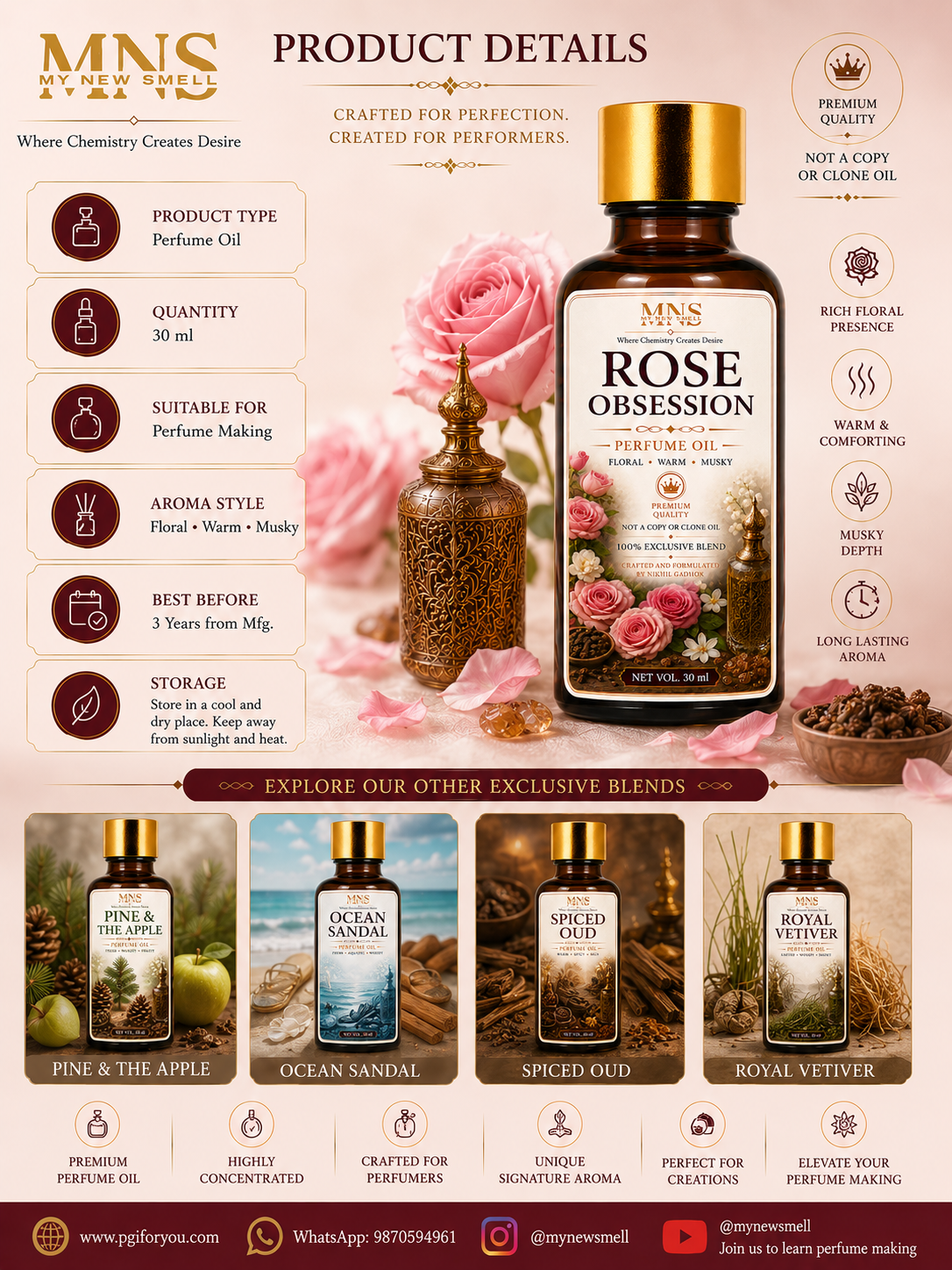 ROSE OBSESSION PERFUME OIL FOR WOMEN’S