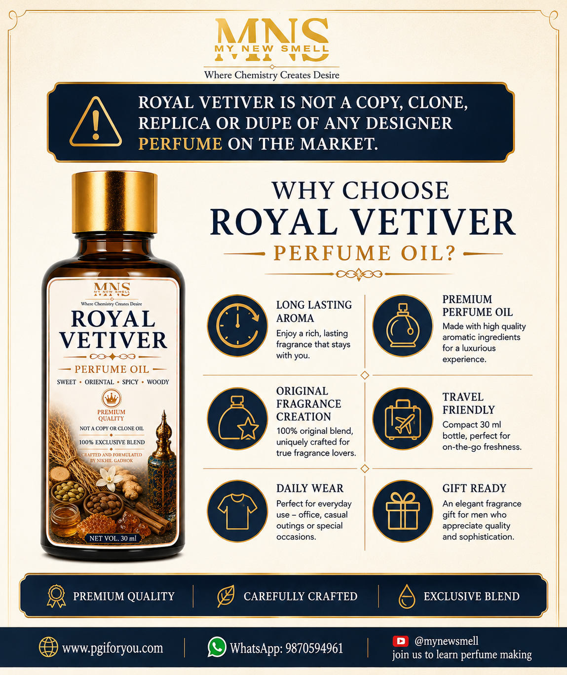 ROYAL VETIVER PERFUME OIL FOR MEN
