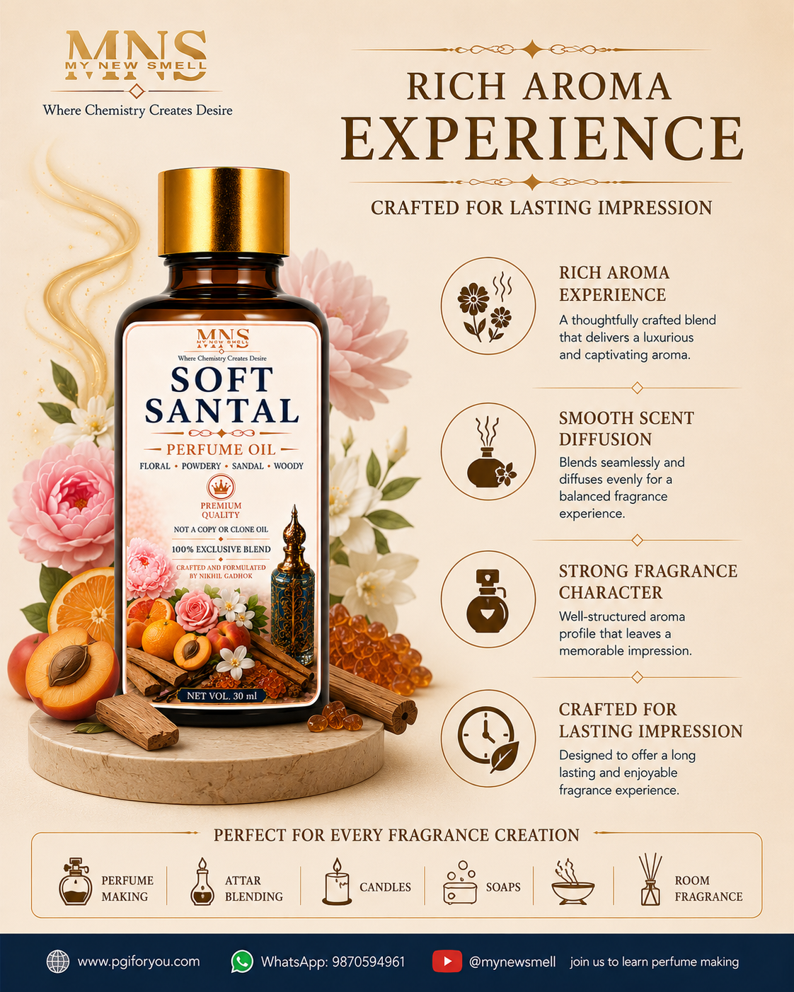 SOFT SANTAL PERFUME OIL FOR WOMEN
