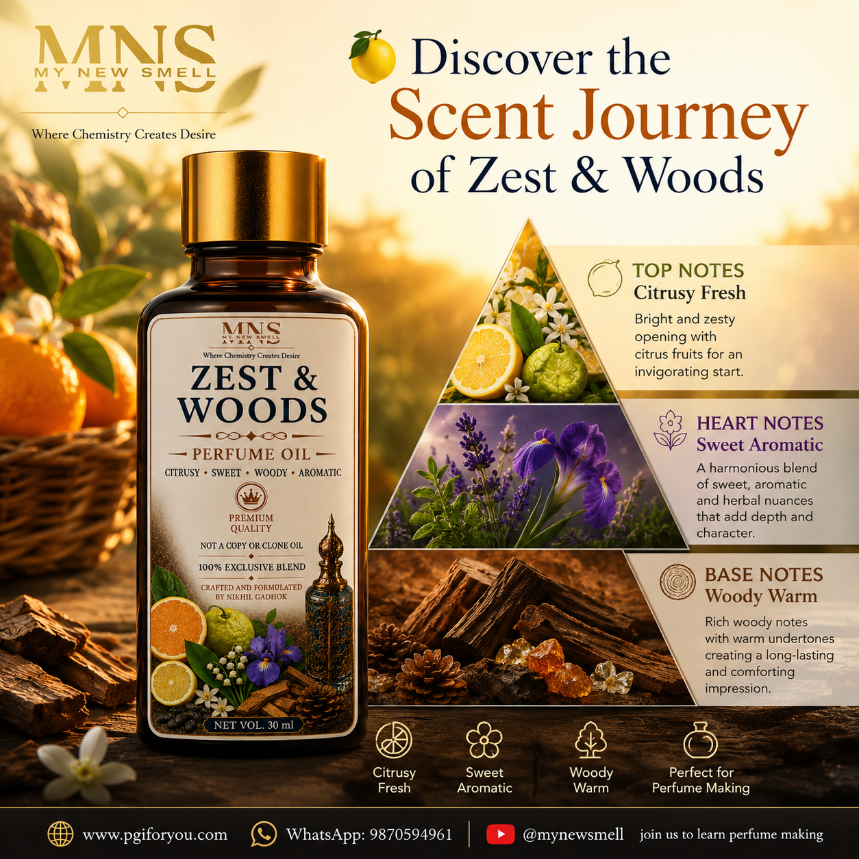 ZEST & WOODS PERFUME OIL FOR MEN