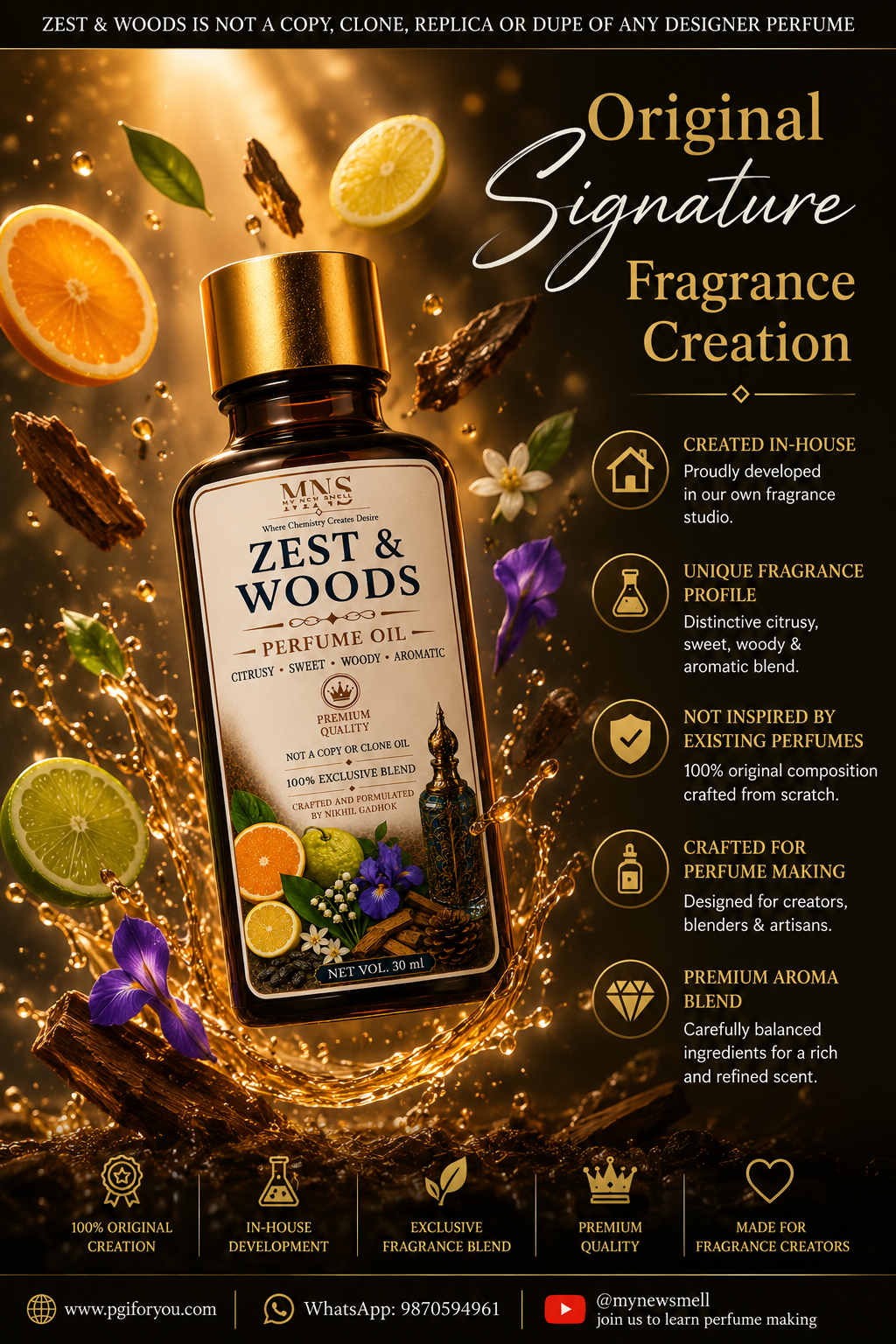 ZEST & WOODS PERFUME OIL FOR MEN