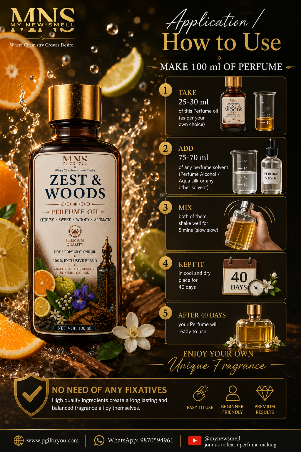 ZEST & WOODS PERFUME OIL FOR MEN